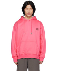 rosa bedruckter Pullover mit einem Kapuze von Wooyoungmi