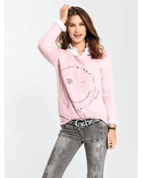 rosa bedruckter Pullover mit einem Rundhalsausschnitt von B.C. BEST CONNECTIONS by Heine