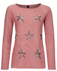 rosa bedruckter Pullover mit einem Rundhalsausschnitt von B.C. BEST CONNECTIONS by Heine