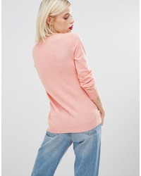 rosa bedruckter Pullover mit einem Rundhalsausschnitt von Love Moschino