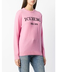 rosa bedruckter Pullover mit einem Rundhalsausschnitt von Iceberg