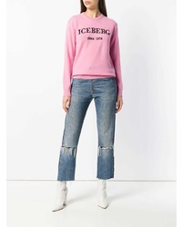 rosa bedruckter Pullover mit einem Rundhalsausschnitt von Iceberg