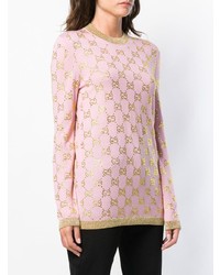 rosa bedruckter Pullover mit einem Rundhalsausschnitt von Gucci