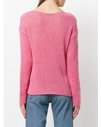 rosa bedruckter Pullover mit einem Rundhalsausschnitt von Ermanno Scervino