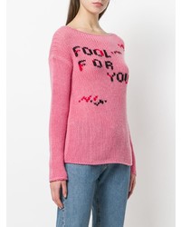 rosa bedruckter Pullover mit einem Rundhalsausschnitt von Ermanno Scervino