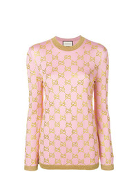 rosa bedruckter Pullover mit einem Rundhalsausschnitt von Gucci