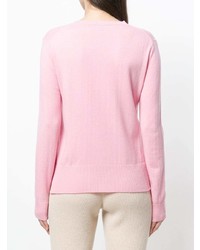 rosa bedruckter Pullover mit einem Rundhalsausschnitt von Cashmere In Love