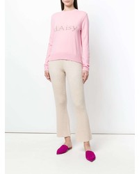 rosa bedruckter Pullover mit einem Rundhalsausschnitt von Cashmere In Love