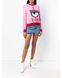 rosa bedruckter Pullover mit einem Rundhalsausschnitt von Chiara Ferragni