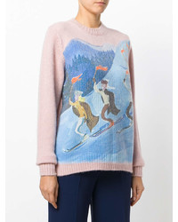 rosa bedruckter Pullover mit einem Rundhalsausschnitt von Moncler