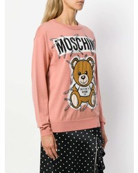 rosa bedruckter Pullover mit einem Rundhalsausschnitt von Moschino