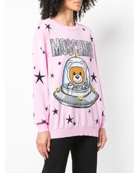 rosa bedruckter Pullover mit einem Rundhalsausschnitt von Moschino