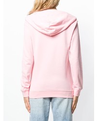 rosa bedruckter Pullover mit einer Kapuze von Love Moschino