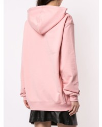 rosa bedruckter Pullover mit einer Kapuze von Moschino