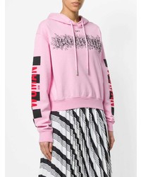 rosa bedruckter Pullover mit einer Kapuze von Off-White