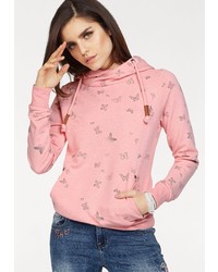 rosa bedruckter Pullover mit einer Kapuze von Hailys