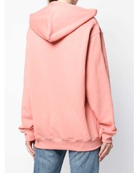 rosa bedruckter Pullover mit einer Kapuze von Moschino