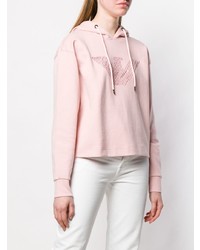 rosa bedruckter Pullover mit einer Kapuze von Emporio Armani