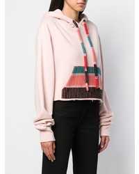 rosa bedruckter Pullover mit einer Kapuze von Alanui