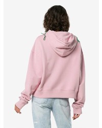 rosa bedruckter Pullover mit einer Kapuze von Mira Mikati