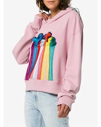 rosa bedruckter Pullover mit einer Kapuze von Mira Mikati