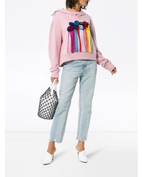 rosa bedruckter Pullover mit einer Kapuze von Mira Mikati