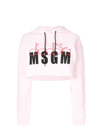 rosa bedruckter Pullover mit einer Kapuze von MSGM