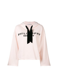 rosa bedruckter Pullover mit einer Kapuze von Philosophy di Lorenzo Serafini