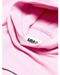 rosa bedruckter Pullover mit einer Kapuze von MM6 MAISON MARGIELA