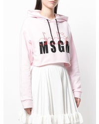 rosa bedruckter Pullover mit einer Kapuze von MSGM