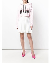 rosa bedruckter Pullover mit einer Kapuze von MSGM