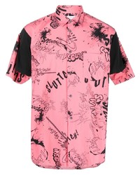 rosa bedrucktes Kurzarmhemd von Comme Des Garcons SHIRT