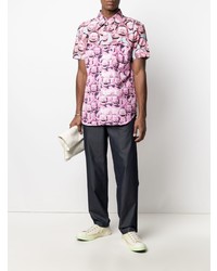 rosa bedrucktes Kurzarmhemd von Comme Des Garcons SHIRT