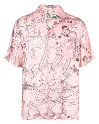 rosa bedrucktes Kurzarmhemd von Deus Ex Machina