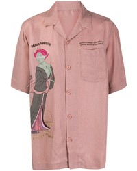 rosa bedrucktes Kurzarmhemd von Maharishi