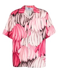 rosa bedrucktes Kurzarmhemd von MSGM