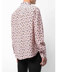 rosa bedrucktes Langarmhemd von Saint Laurent