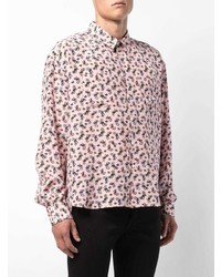 rosa bedrucktes Langarmhemd von Saint Laurent