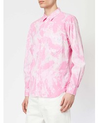 rosa bedrucktes Langarmhemd von Comme Des Garcons Homme Plus