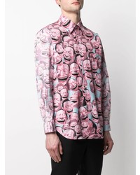 rosa bedrucktes Langarmhemd von Comme Des Garcons SHIRT