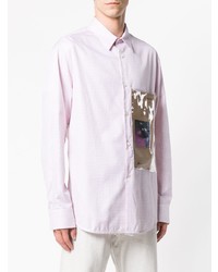 rosa bedrucktes Langarmhemd von Raf Simons