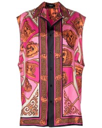 rosa bedrucktes Langarmhemd von Versace