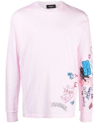 rosa bedrucktes Langarmshirt von DSQUARED2
