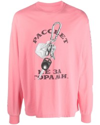 rosa bedrucktes Langarmshirt von PACCBET
