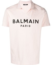 rosa bedrucktes Polohemd von Balmain