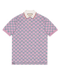 rosa bedrucktes Polohemd von Gucci
