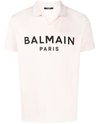 rosa bedrucktes Polohemd von Balmain