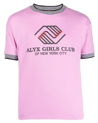rosa bedrucktes T-Shirt mit einem Rundhalsausschnitt von 1017 Alyx 9Sm