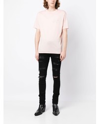 rosa bedrucktes T-Shirt mit einem Rundhalsausschnitt von Amiri