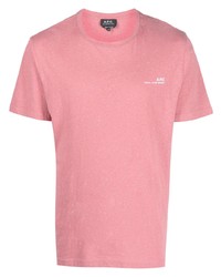 rosa bedrucktes T-Shirt mit einem Rundhalsausschnitt von A.P.C.